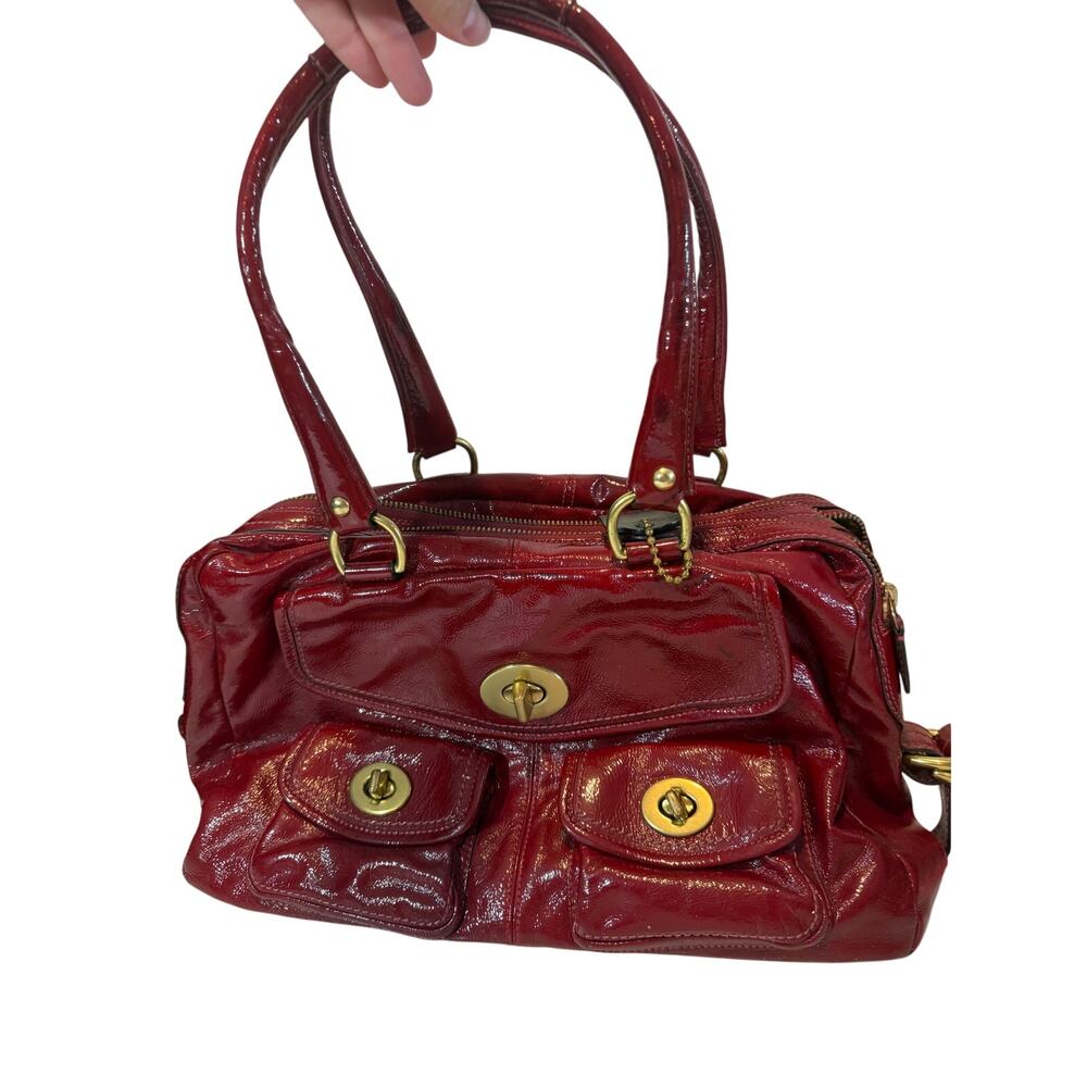 Coach Y2K Legacy Archive Peyton Patent Leather Tote Bag Satchel 13051 Red/brass